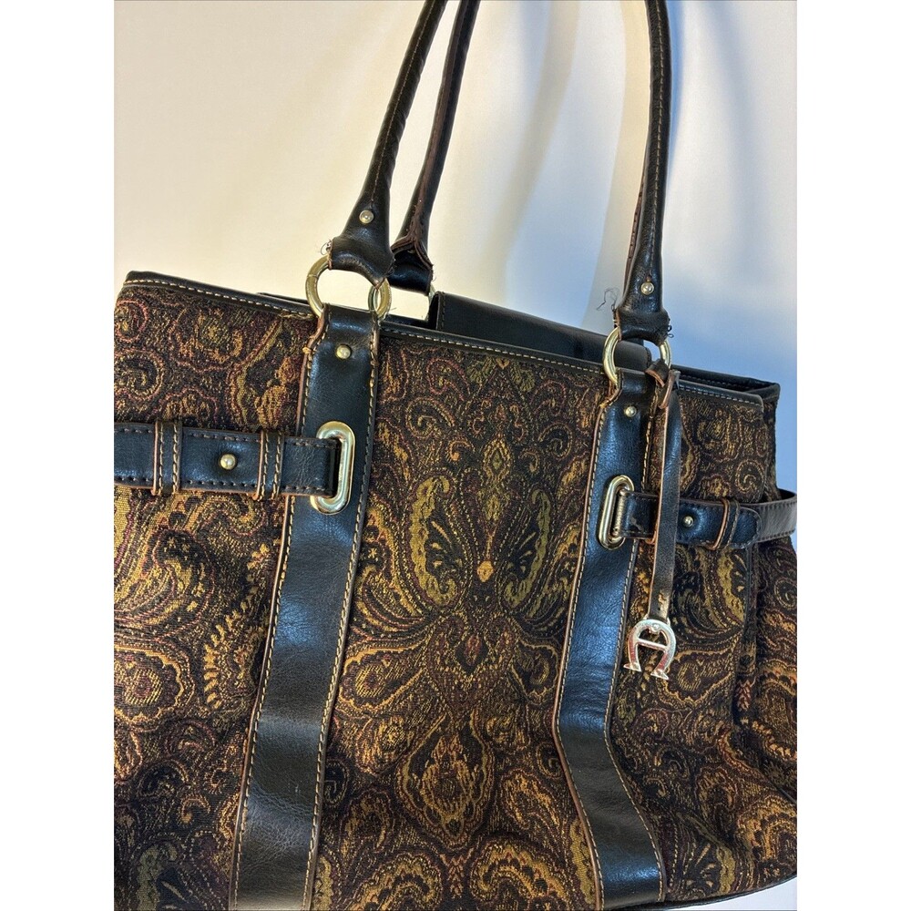 Vintage Etienne Aigner Paisley Tapestry Satchel Bag Dark Academia Boho Chic NEW